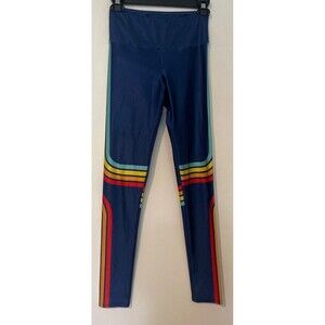Gold sheep Lucky Strike Leggings Size Small USA Blue Rainbow Athliesure Yoga